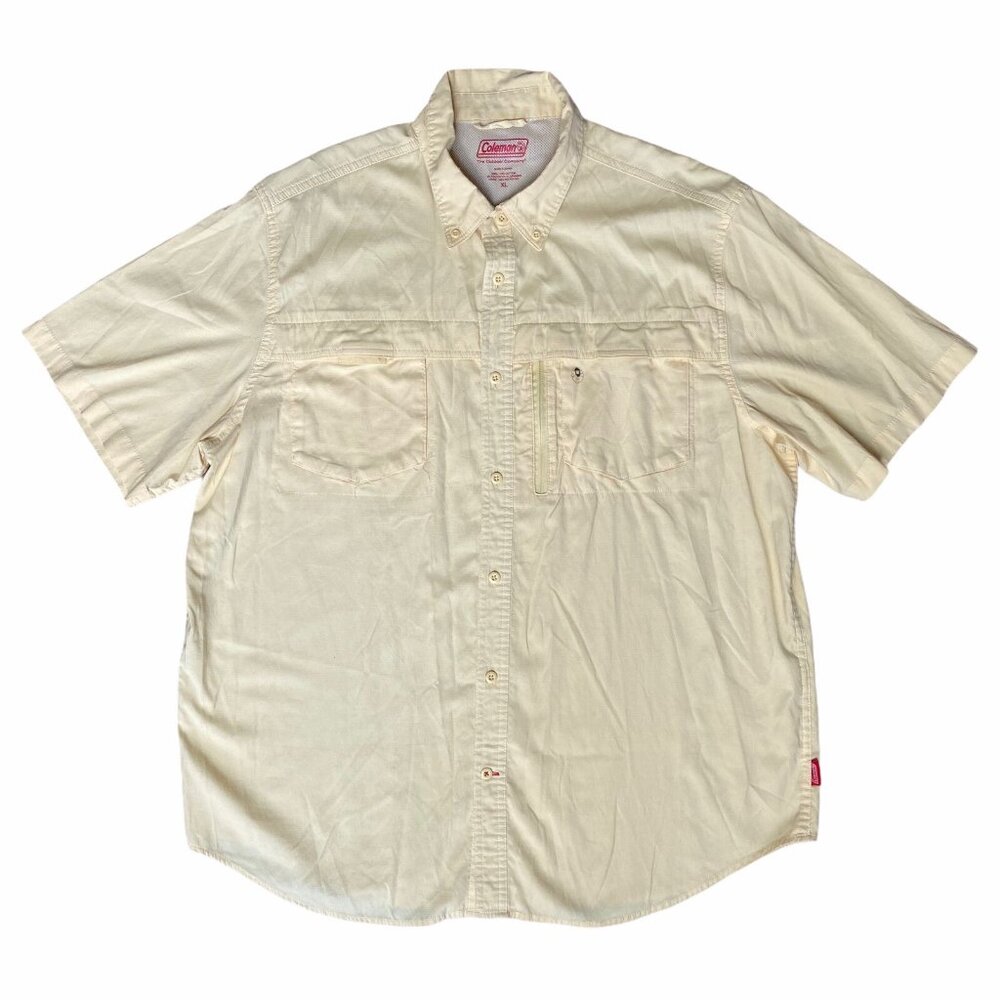 Coleman Short Sleeve Shirt Mens XL Outdoors Hiking Fishing Vented Yellow